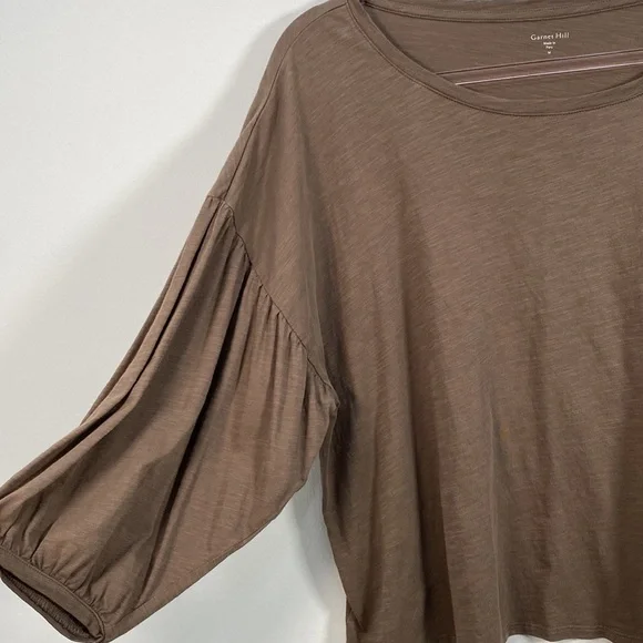 Garnett Hill Organic Pima Cotton Boxy Cut Top Cropped Balloon Sleeve Women's M - Picture 5 of 10
